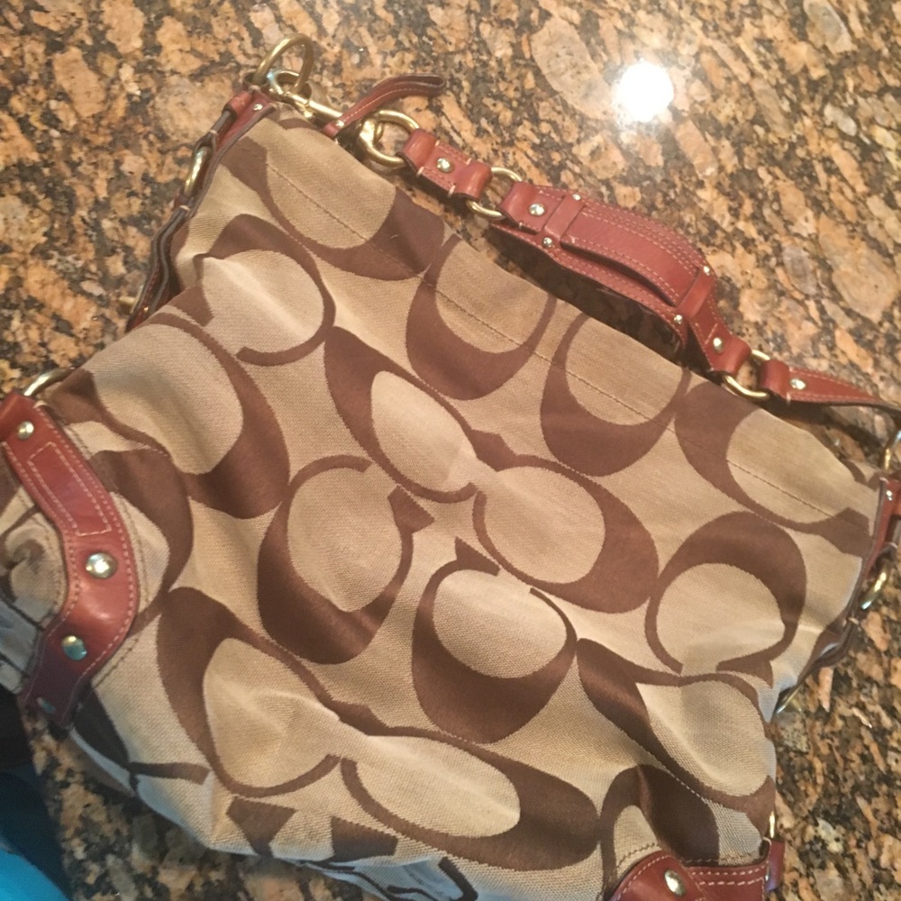 Original Coach Canvas, metal rings, Leather Tote
